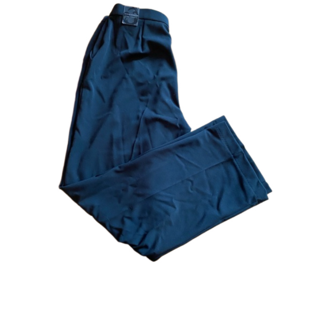 NWT Investments 5th Ave Fit Black Wide Leg Trousers Slacks Dress Pants - Size 12